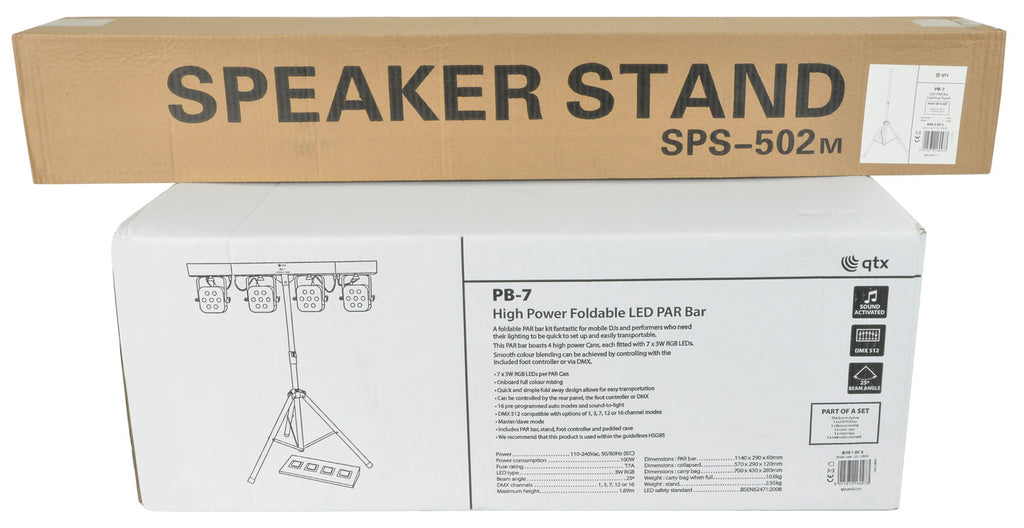 QTX PB-7 - High Powered Foldable All-In-One Lighting Bar system including case
