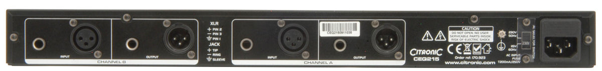 Citronic CEQ215 Dual 15-Band Graphic EQ