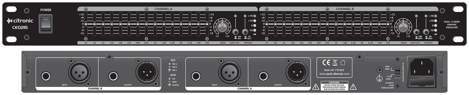 Citronic CEQ215 Dual 15-Band Graphic EQ