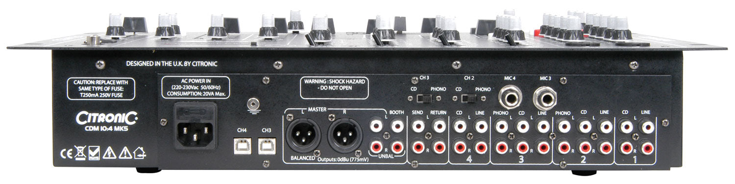 Citronic CDM10:4 MK5 - 4 Channel Mixer with USB