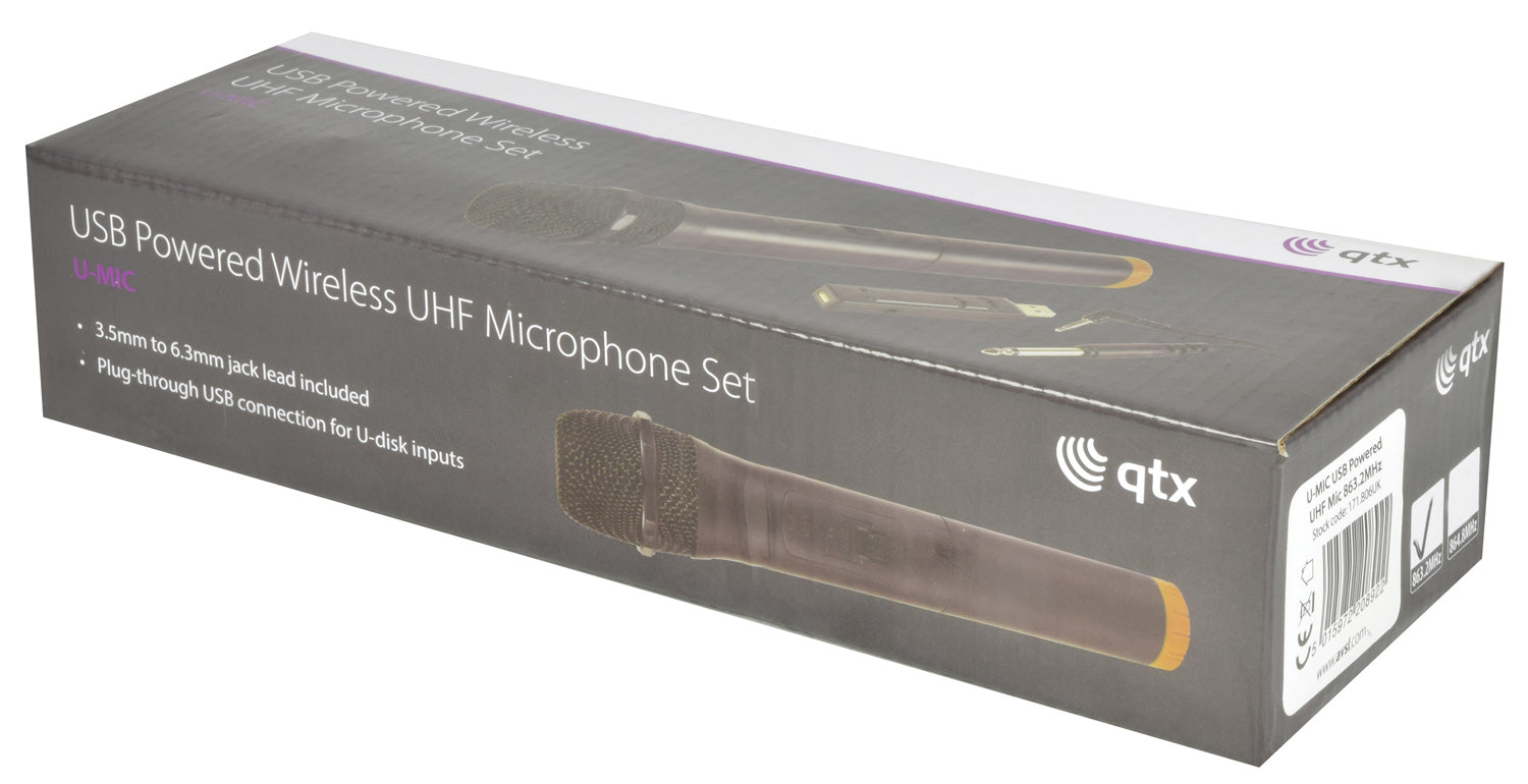 QTX U-MIC Wireless Set - USB Powered Handheld UHF Microphone