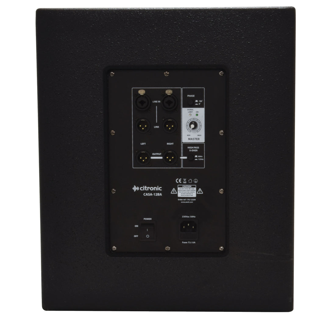 Citronic  CASA-12BA 12" Active Powered PA Subwoofer 600W