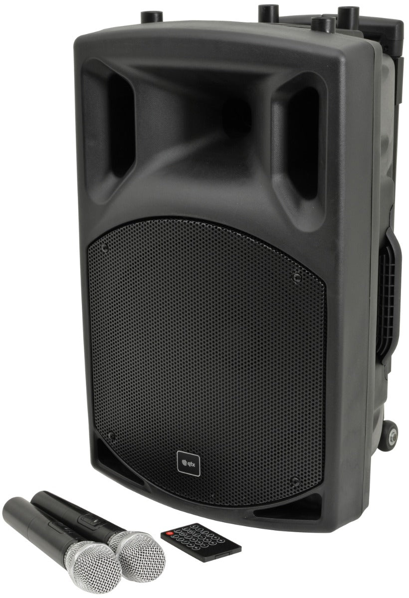 QTX QX12PA-PLUS Portable PA System with UHF USB SD FM & Bluetooth + Cover