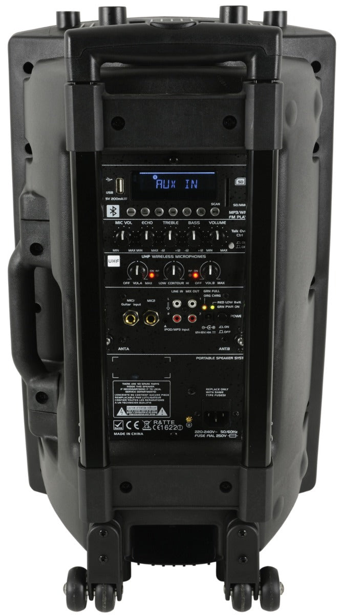 QTX QX12PA-PLUS Portable PA System with UHF USB SD FM & Bluetooth + Cover
