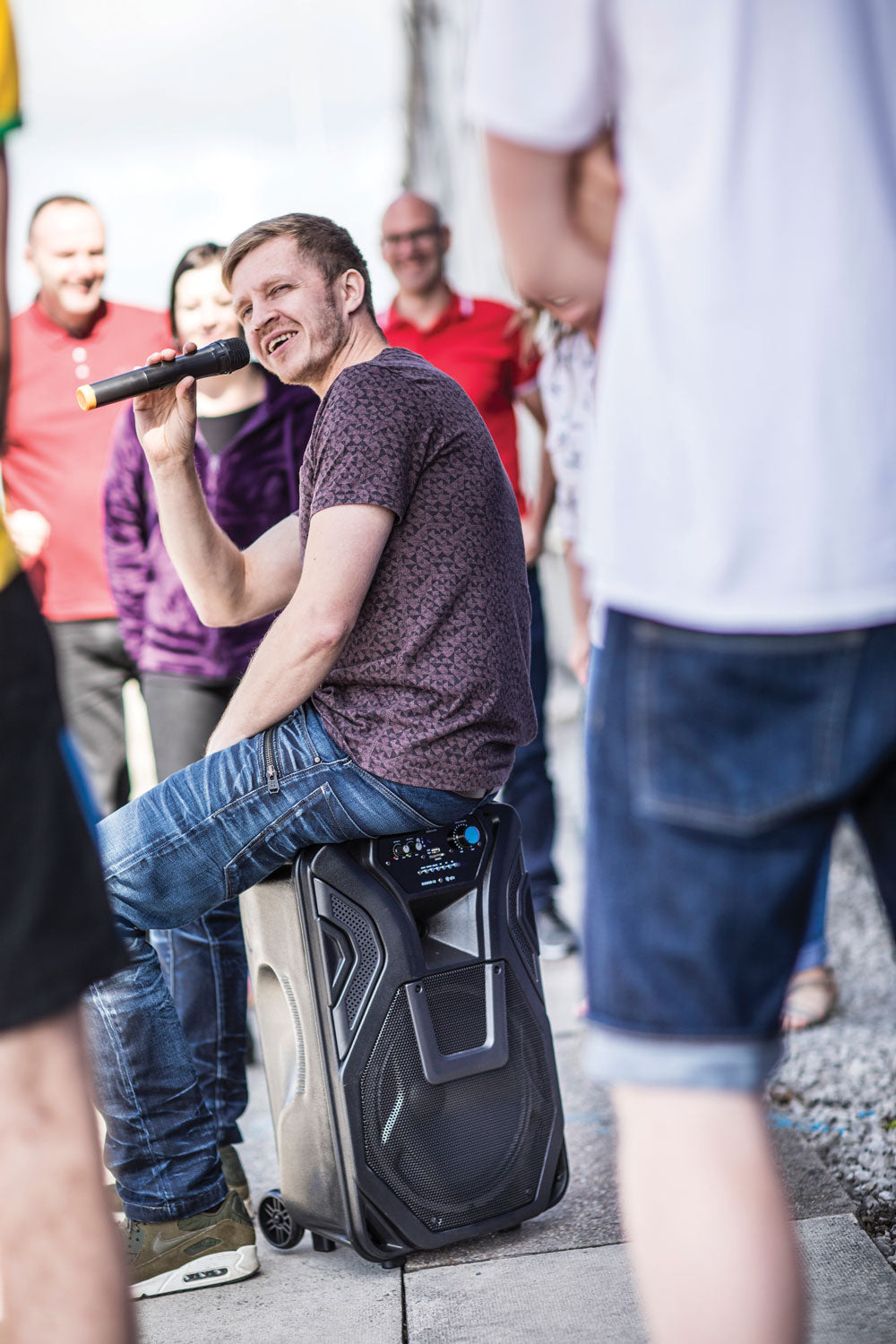 QTX Busker 15 - Portable PA System with Bluetooth, USB, SD & Wireless Mics