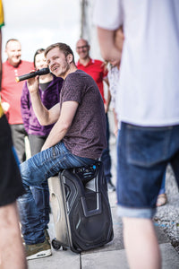 QTX Busker 15 - Portable PA System with Bluetooth, USB, SD & Wireless Mics