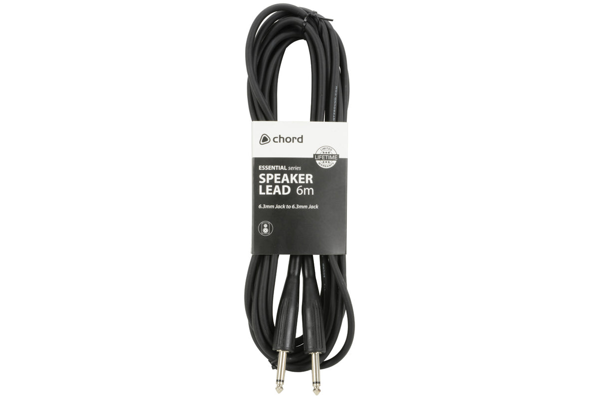 QTX Professional 6M TRS Mono Jack 6.3mm Speaker Guitar Lead