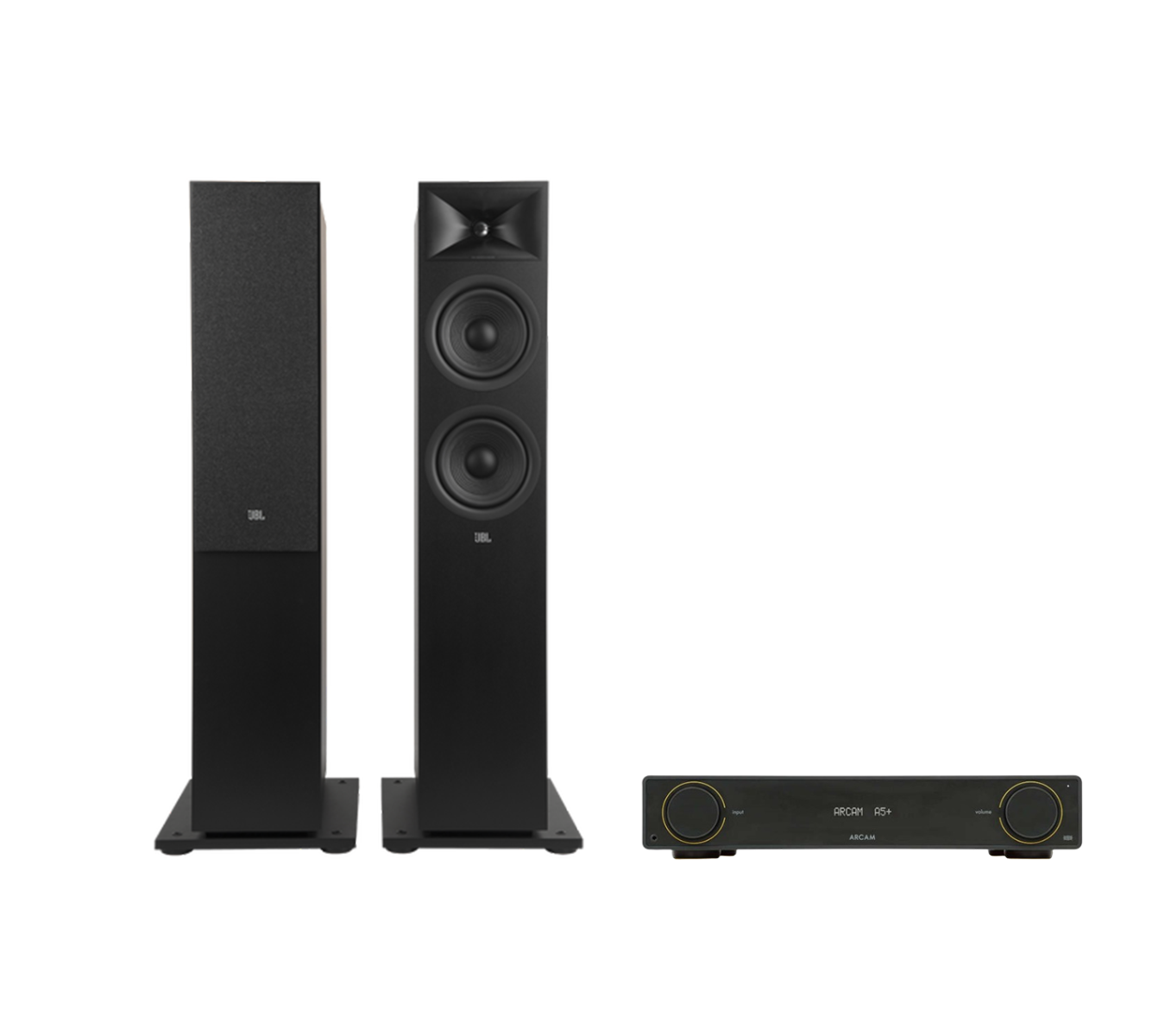 ARCAM A5+ Radia Plus Amplifier + JBL Stage 260F Floor Standing Speakers Package and 5 metres Classic 79 Strand