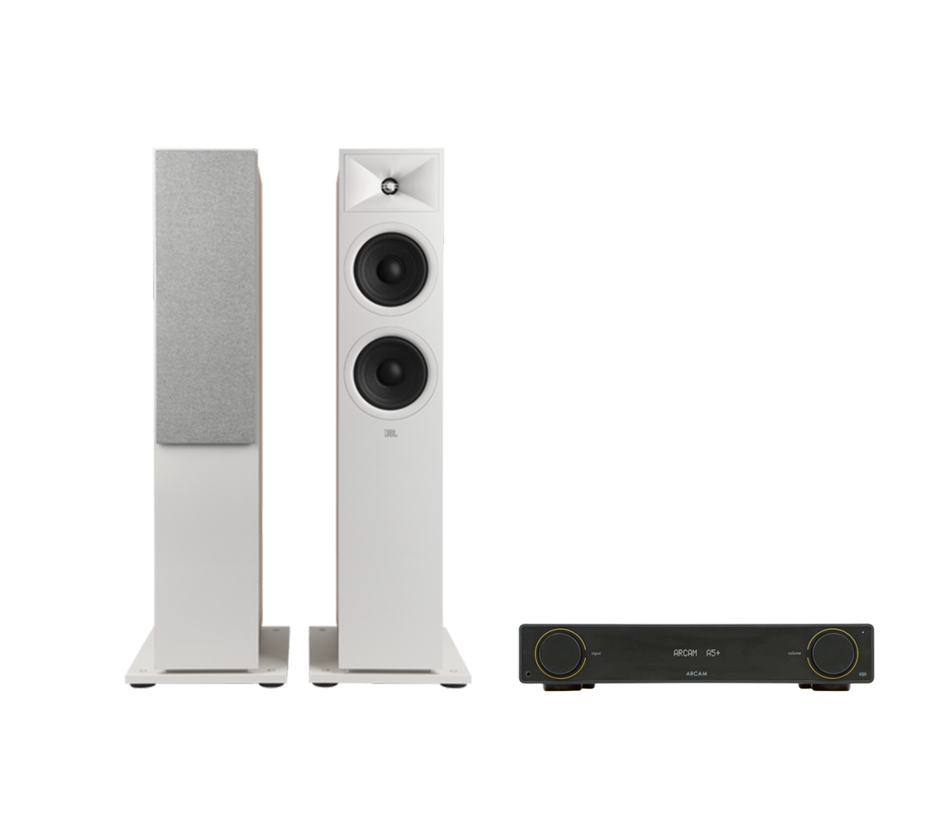 ARCAM A5+ Radia Plus Amplifier + JBL Stage 260F Floor Standing Speakers Package and 5 metres Classic 79 Strand