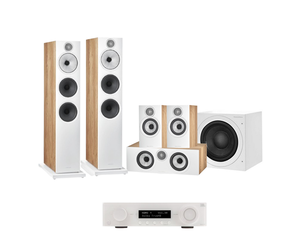 JBL MA310 5.2 4K AV Receiver + Bowers & Wilkins 603 S3 5.1 Cinema Pack with ASW610 10” Subwoofer