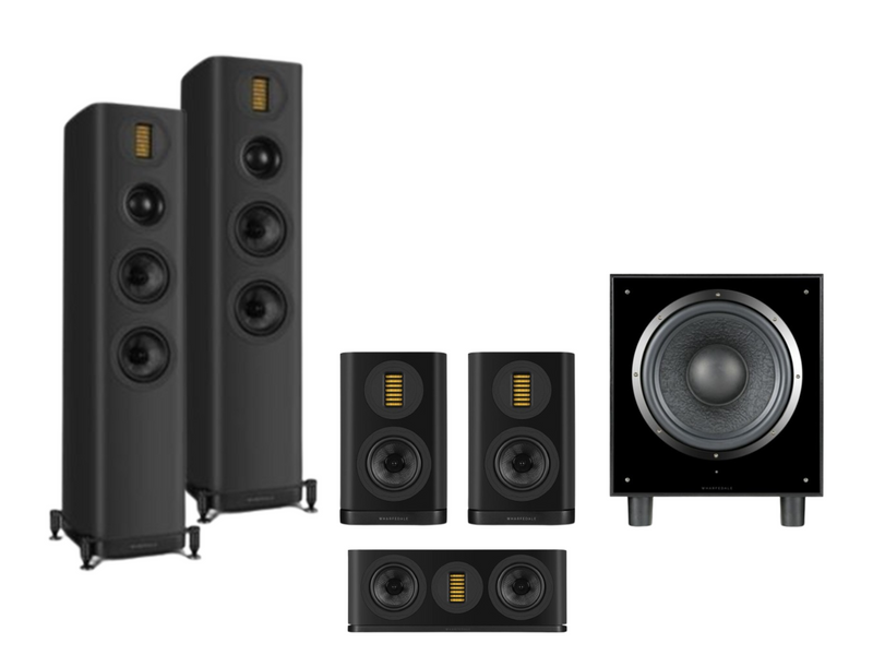 Wharfedale Evo 5.4 – 5.1 Surround Sound Bundle – Black with SW-12 Subwoofer - Black