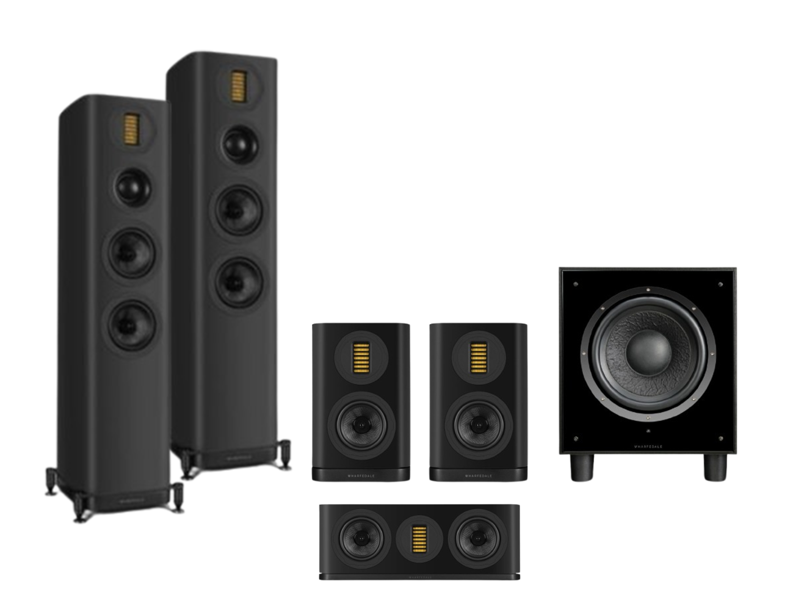 Wharfedale Evo 5.3 – 5.1 Surround Sound Bundle – Black with SW-10 Subwoofer - Black