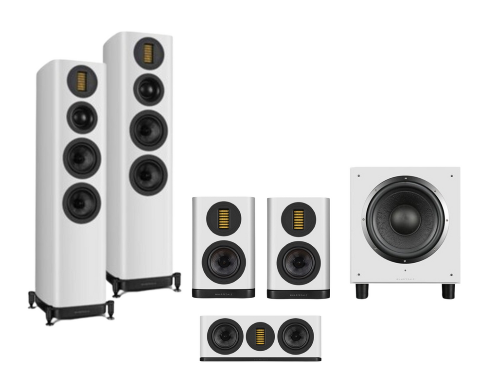 Wharfedale Evo 5.4 – 5.1 Surround Sound Bundle – White with SW-10 Subwoofer - White