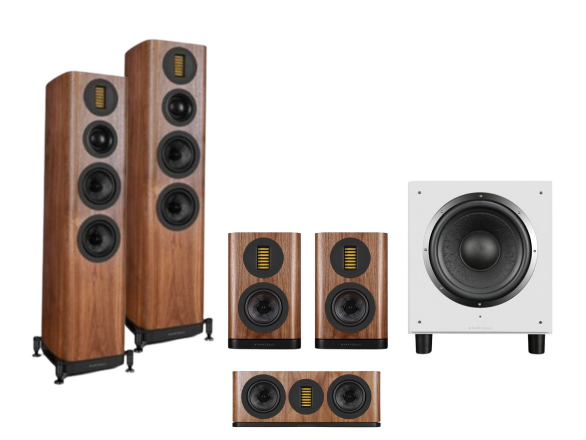 Wharfedale Evo 5.4 – 5.1 Surround Sound Bundle – Walnut with SW-12 Subwoofer