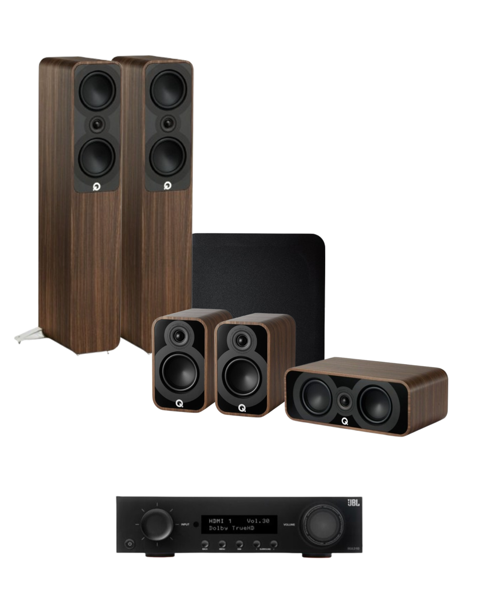 JBL MA510 5.2 8K AV Receiver + Q Acoustics 5040 5.1 Cinema Pack – SUB120 12” Subwoofer