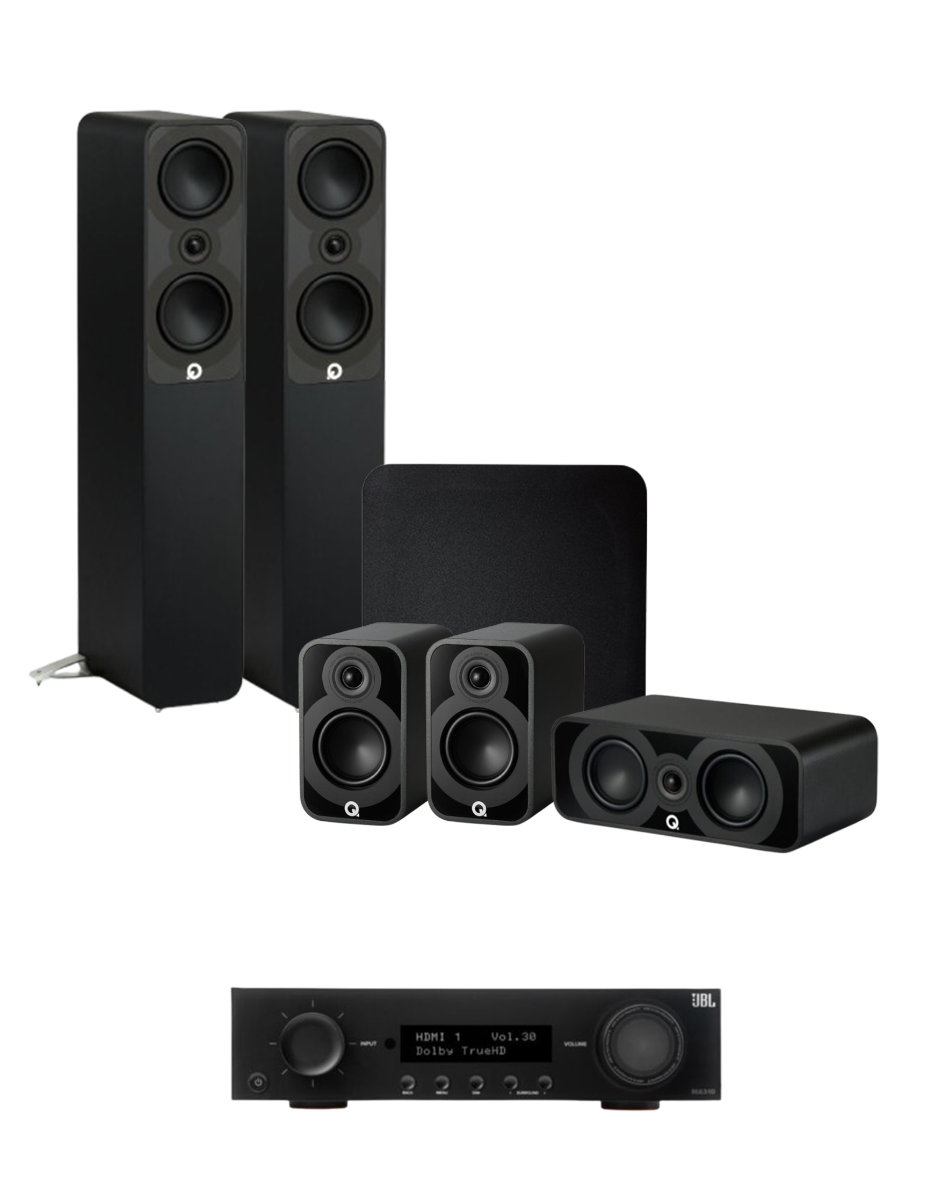 JBL MA510 5.2 8K AV Receiver + Q Acoustics 5040 5.1 Cinema Pack – SUB120 12” Subwoofer