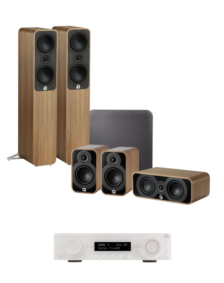 JBL MA510 5.2 8K AV Receiver + Q Acoustics 5040 5.1 Cinema Pack – SUB120 12” Subwoofer