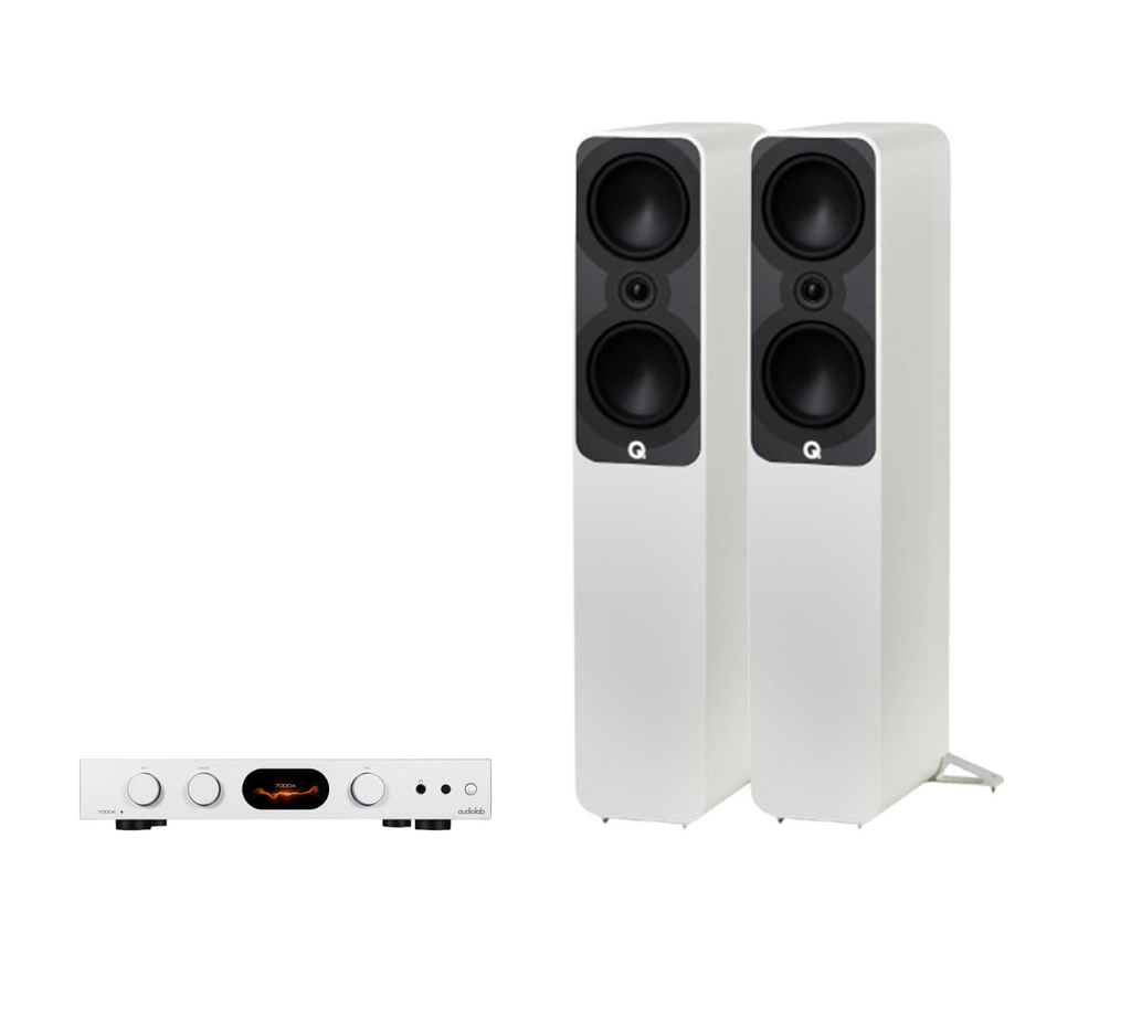 Audiolab 7000A Integrated Amplifier + Q Acoustics 5050 Floor Standing Speakers Package and 5 metres Classic 79 Strand