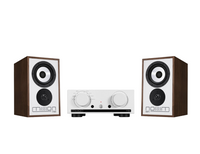 Mission 778X Stereo Amplifier – Silver & Mission 750 Bookshelf Speakers – Walnut
