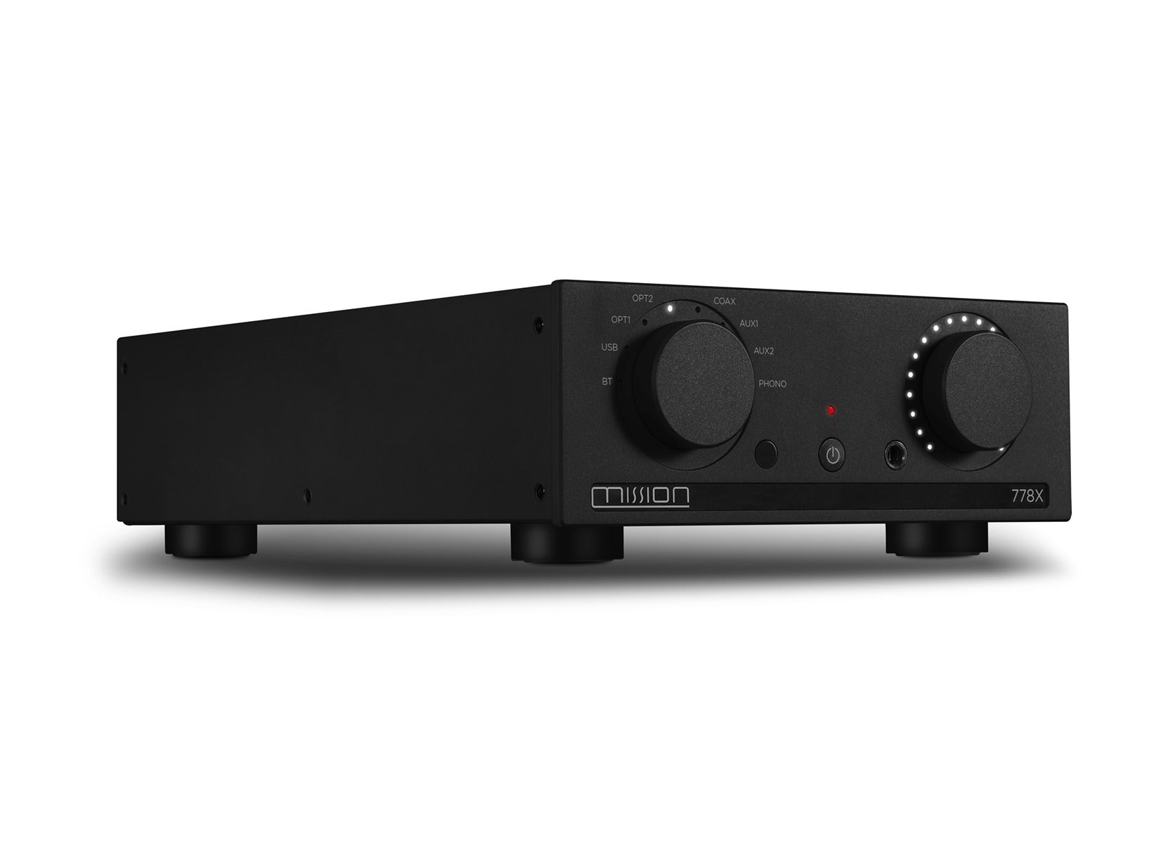 Mission 778X Stereo Amplifier – Black & Mission 750 Bookshelf Speakers – Walnut