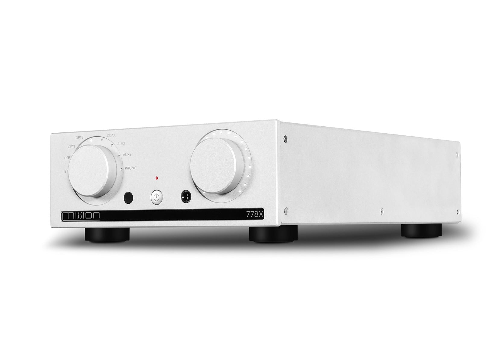 Mission 778X Stereo Amplifier – Silver & Mission 750 Bookshelf Speakers – Black