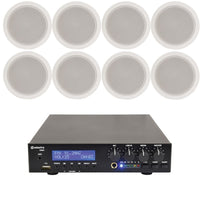 8 x 5" 100V Ceiling Speaker Package + Adastra UM60 BT / USB Media Amplifier + Wiring