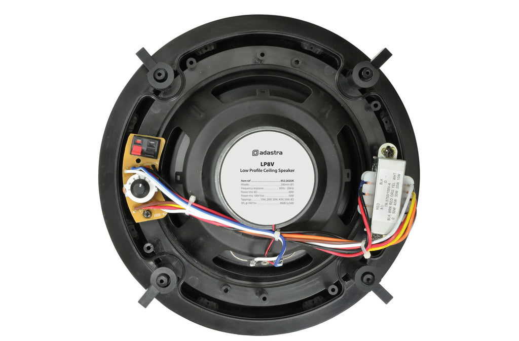 Adastra A8 Powerful Quad Zone Media Stereo Amplifier + 8X 8" Low Profile Ceiling Speaker bundle