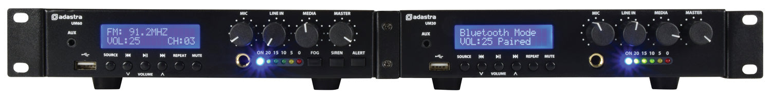 4 x 3" BC3V 100V Wall Speaker Package + Adastra UM30 BT / USB Media Amplifier + Wiring in White