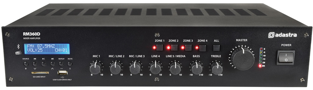 Adastra RM360 100V Mixer-Amplifier with DAB+, BT, USB/SD