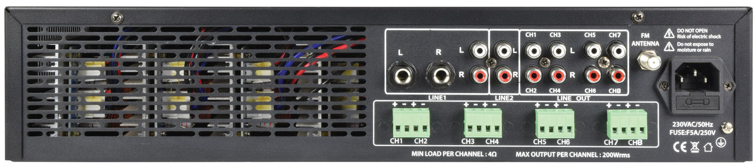 Adastra A8 Powerful Multi-Zone Media Stereo Amplifier With Bluetooth 8 x 200W