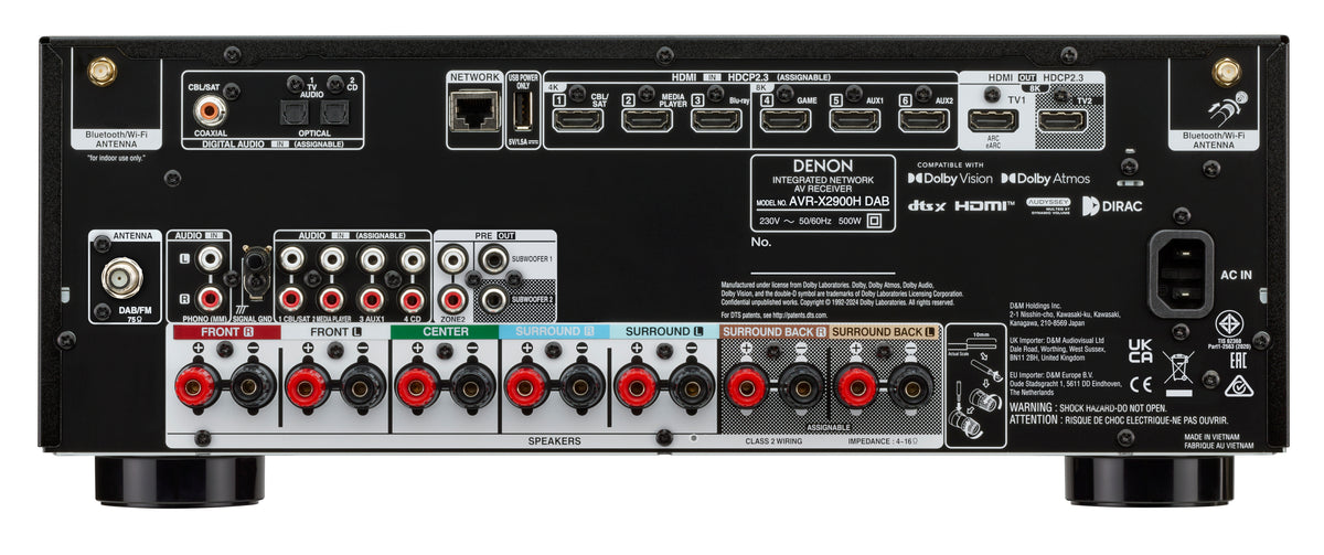 Denon AVR-X2900HDAB 7.2 Channel 8K AV Receiver – Black