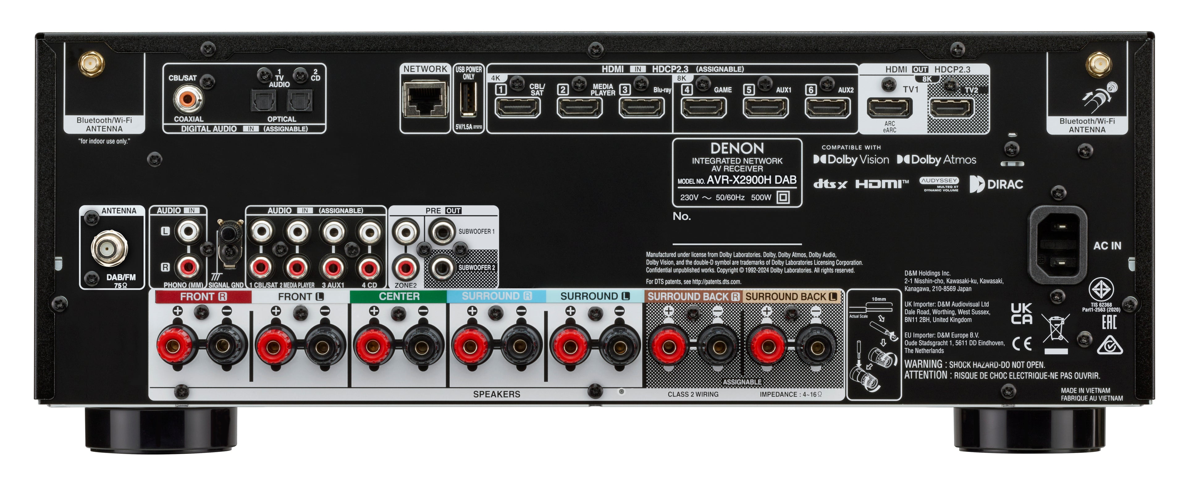 Denon AVR-X2900HDAB 7.2 Channel 8K AV Receiver – Black