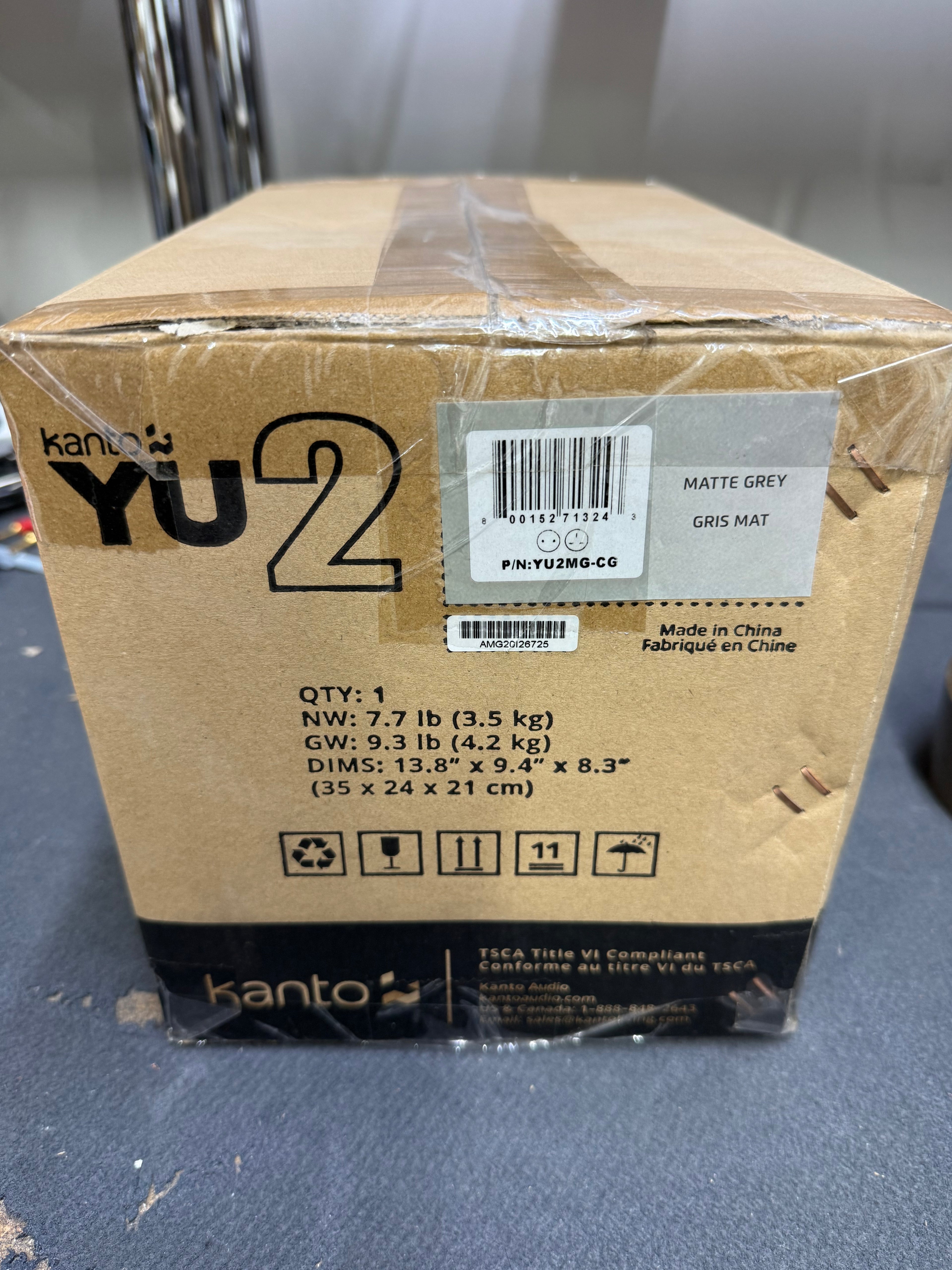 Kanto Audio Yu2 Active Powered Bookshelf Speakers  Matte Grey - EX DEMO