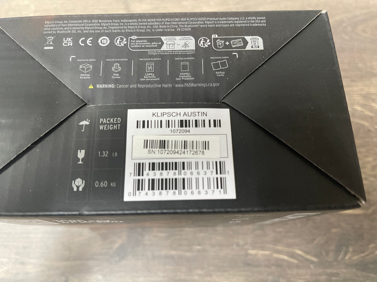 Klipsch Austin Music City Series Portable Speaker - Black - OPEN BOX