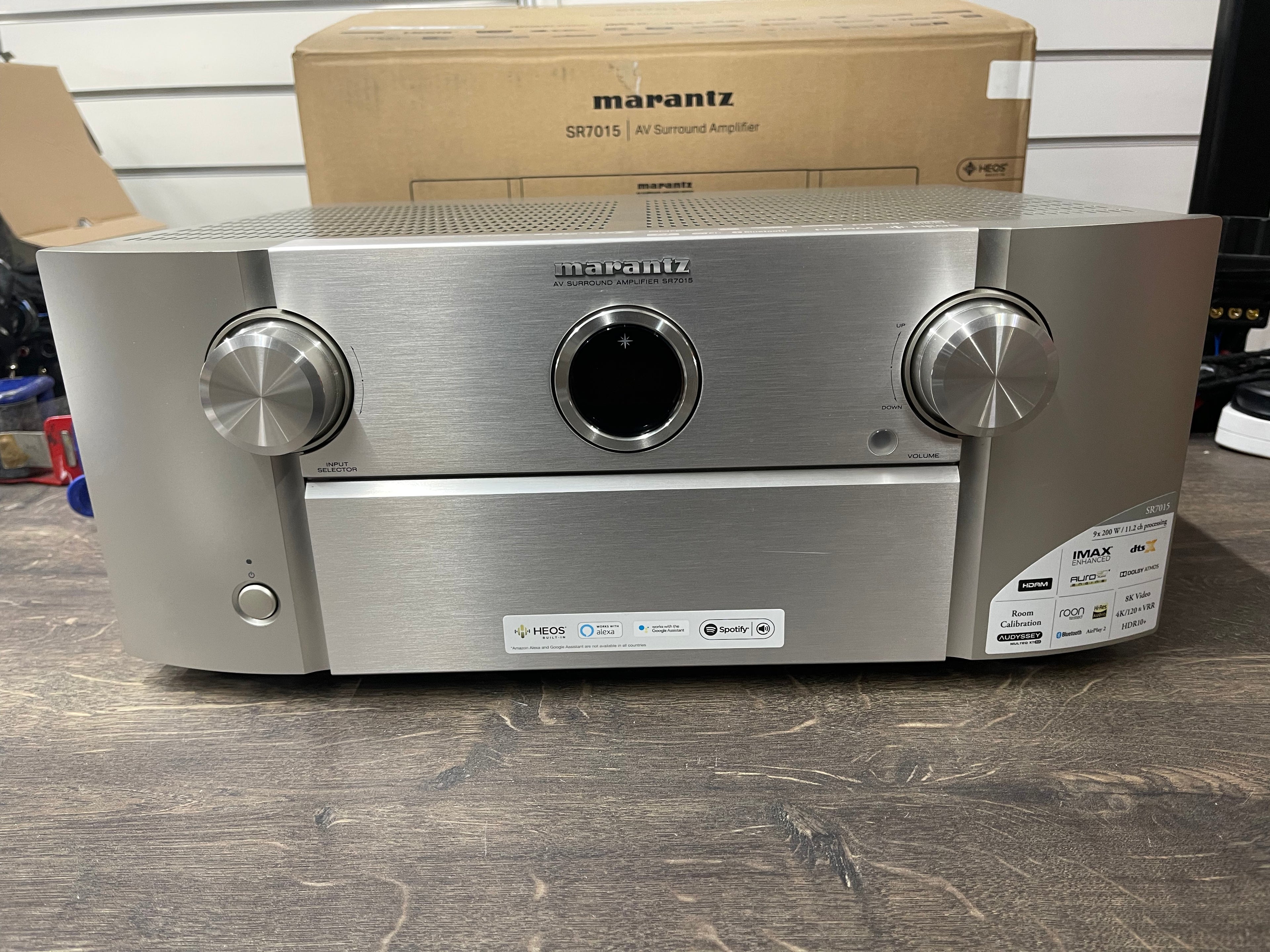 Marantz SR7015 - 9.2ch 8K AV Receiver 3D Audio with HEOS Built-In & Voice - Silver Gold - EX DEMO