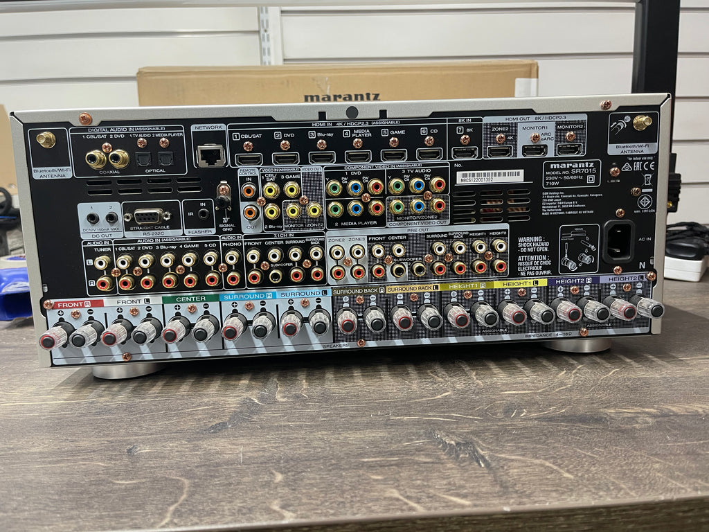 Marantz SR7015 - 9.2ch 8K AV Receiver 3D Audio with HEOS Built-In & Voice - Silver Gold - EX DEMO