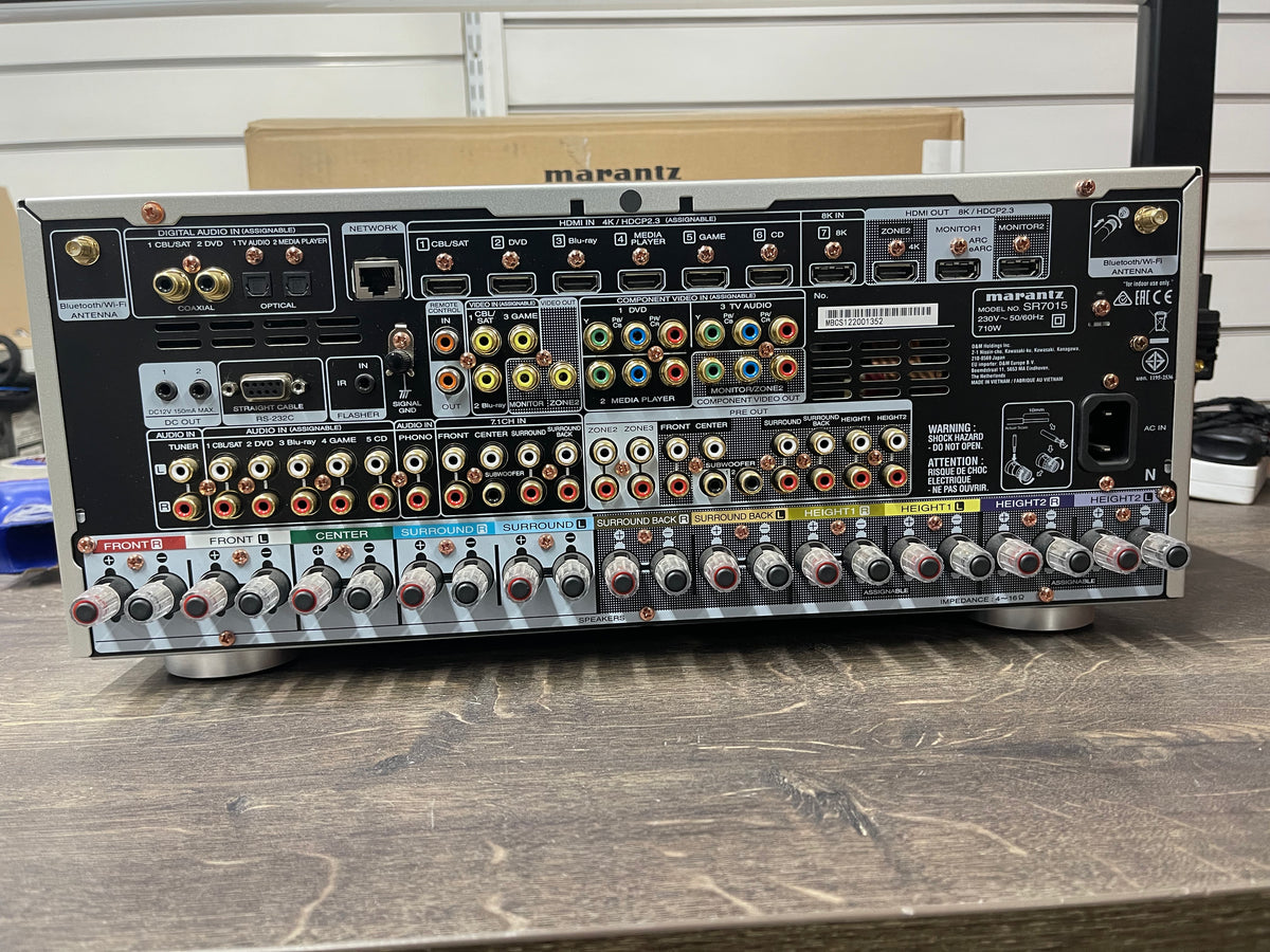 Marantz SR7015 - 9.2ch 8K AV Receiver 3D Audio with HEOS Built-In & Voice - Silver Gold - EX DEMO