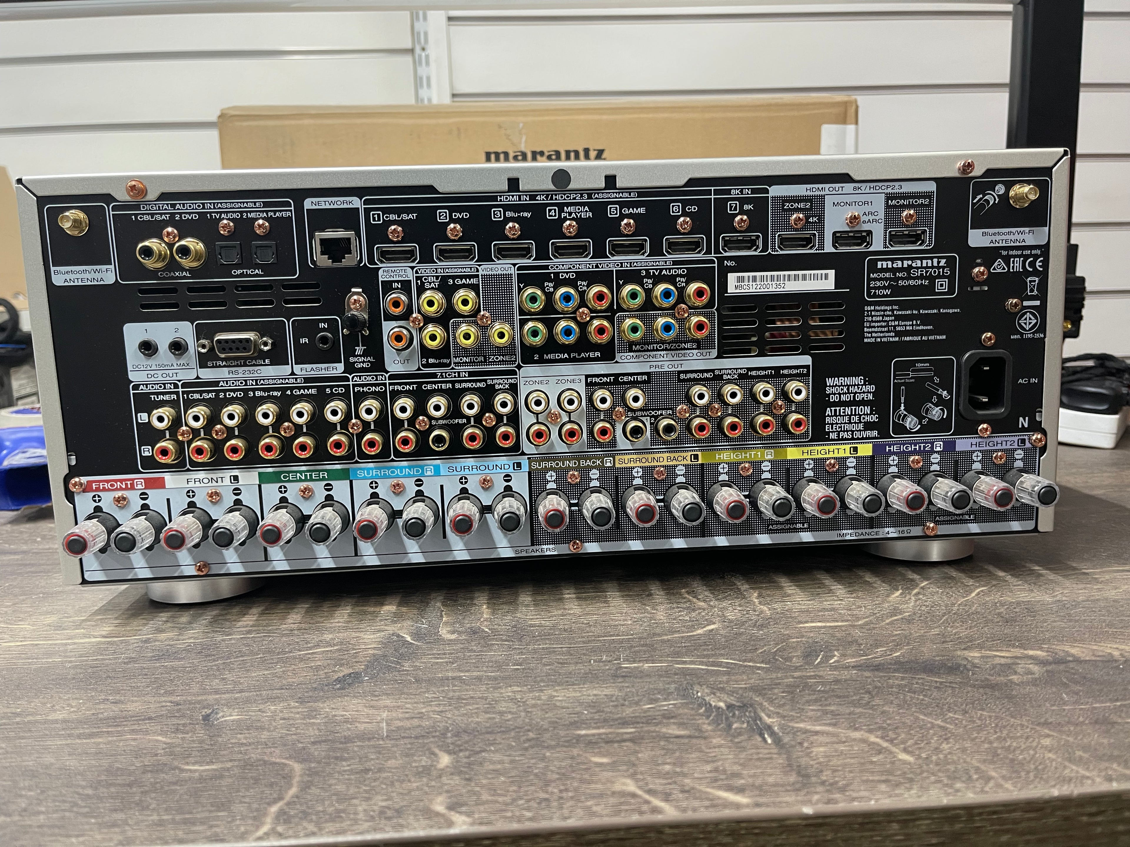 Marantz SR7015 - 9.2ch 8K AV Receiver 3D Audio with HEOS Built-In & Voice - Silver Gold - EX DEMO