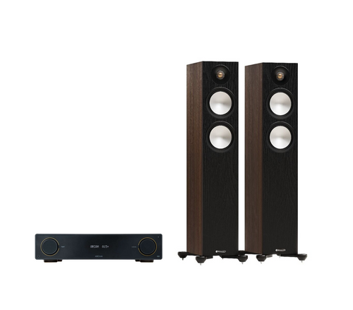 ARCAM A15+ Radia Plus Amplifier + Monitor Audio Bronze 300 7G Floor Standing Speakers Package and 5 metres Classic 79 Strand