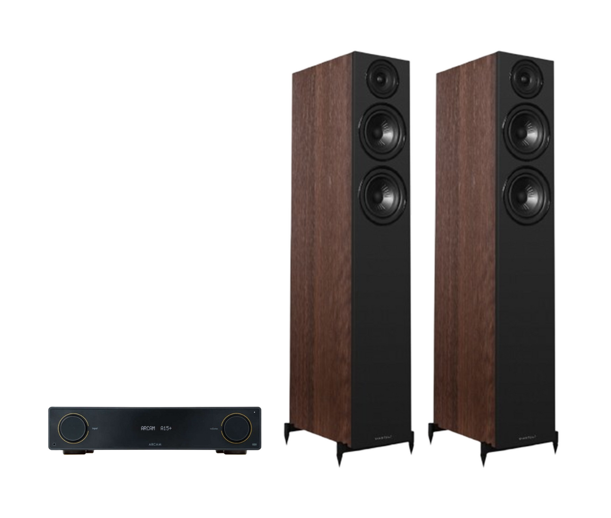 ARCAM A15+ Radia Plus Amplifier + Wharfedale Diamond 12.4i Floor Standing Speakers Package and 5 metres Classic 79 Strand
