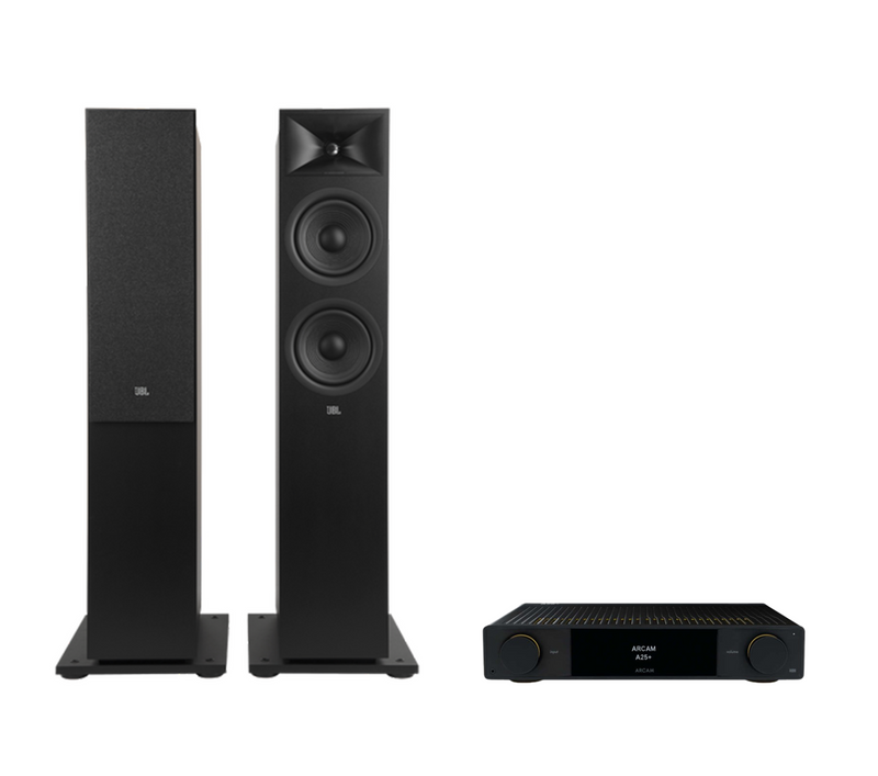 ARCAM A25+ Radia Plus Amplifier + JBL Stage 280F Floor Standing Speakers Package and 5 metres Classic 79 Strand