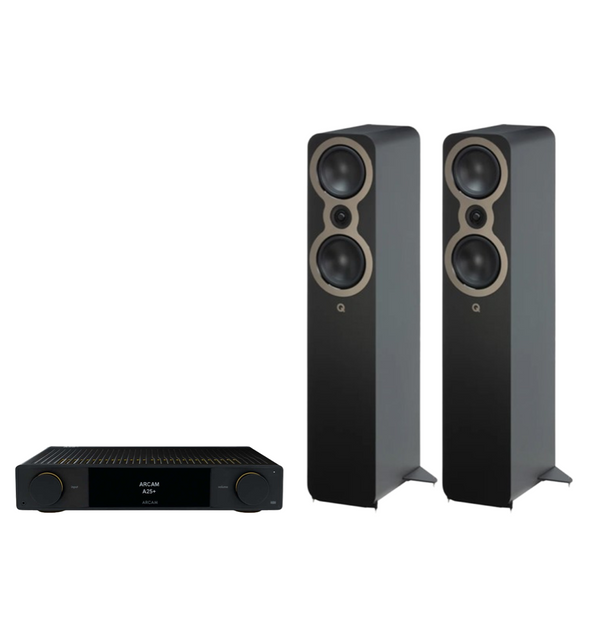 ARCAM A25+ Radia Plus Amplifier + Q Acoustics 3050c Floor Standing Speakers Package and 5 metres Classic 79 Strand