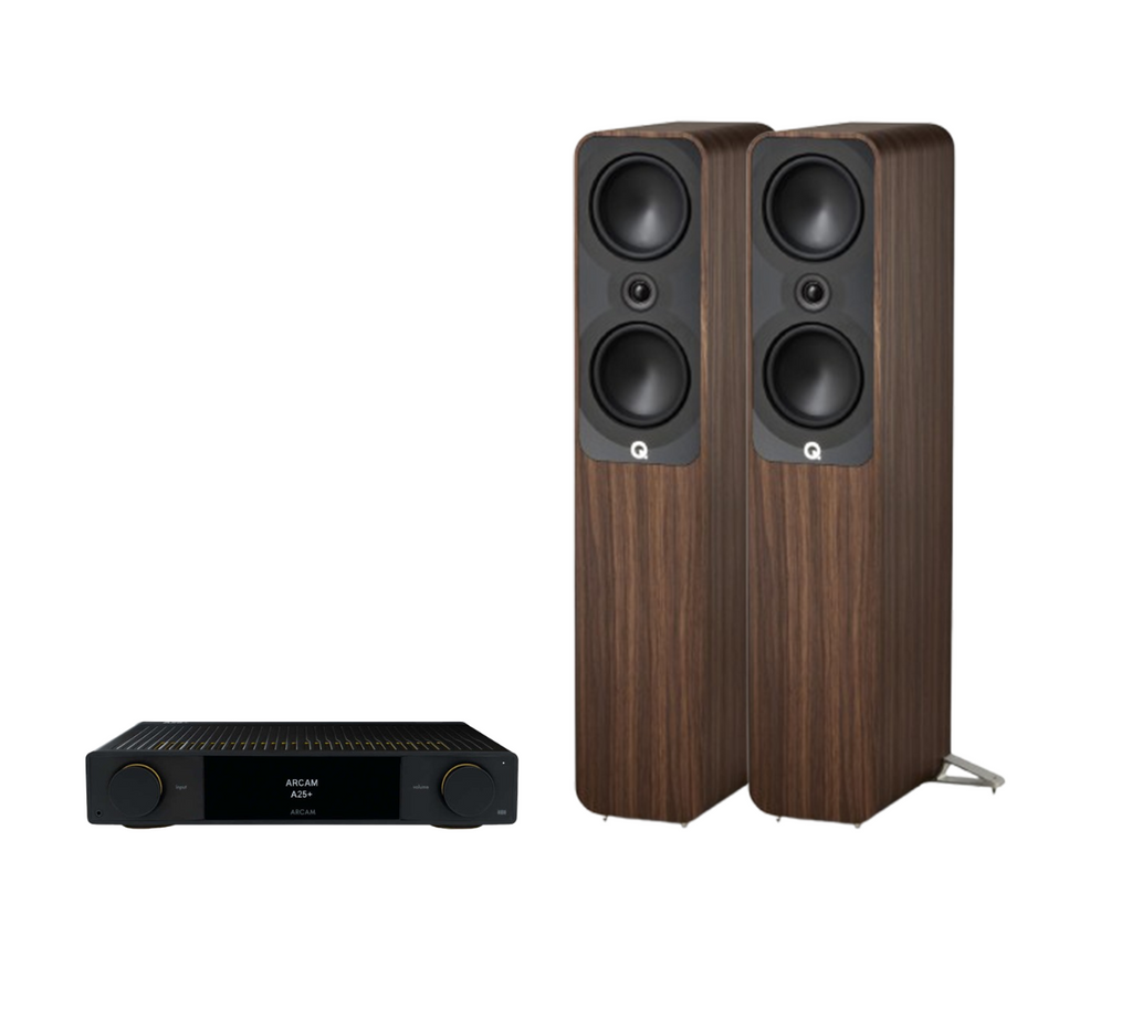 ARCAM A25+ Radia Plus Amplifier + Q Acoustics 5050 Floor Standing Speakers Package and 5 metres Classic 79 Strand