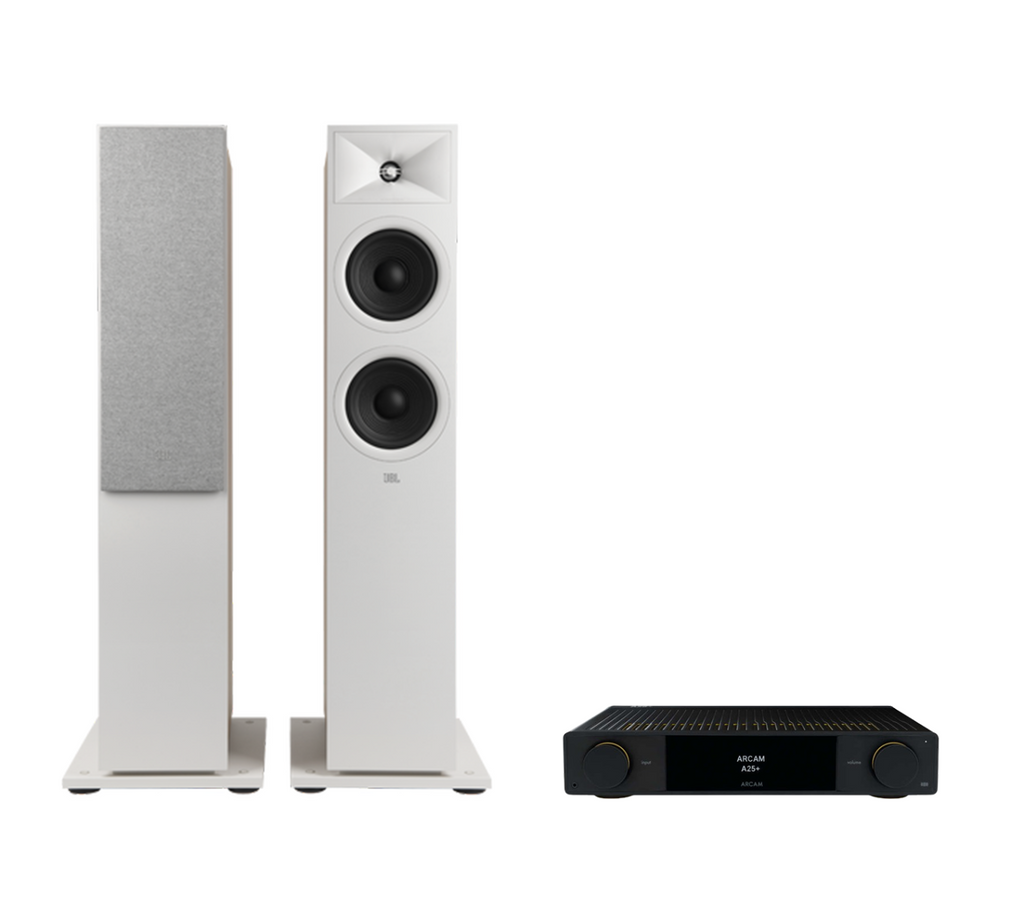 ARCAM A25+ Radia Plus Amplifier + JBL Stage 280F Floor Standing Speakers Package and 5 metres Classic 79 Strand