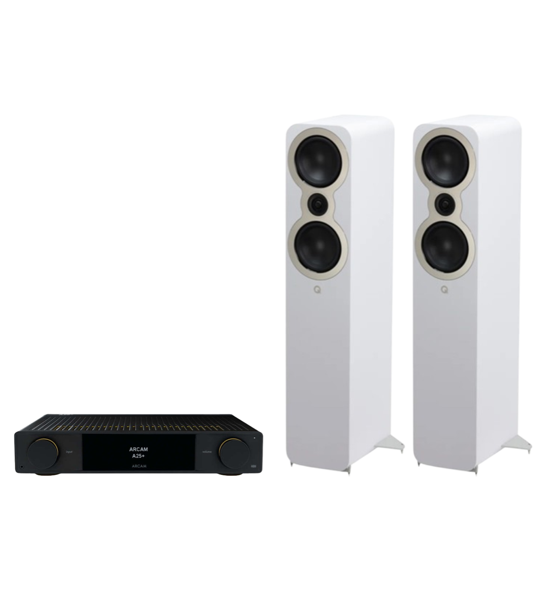 ARCAM A25+ Radia Plus Amplifier + Q Acoustics 3050c Floor Standing Speakers Package and 5 metres Classic 79 Strand