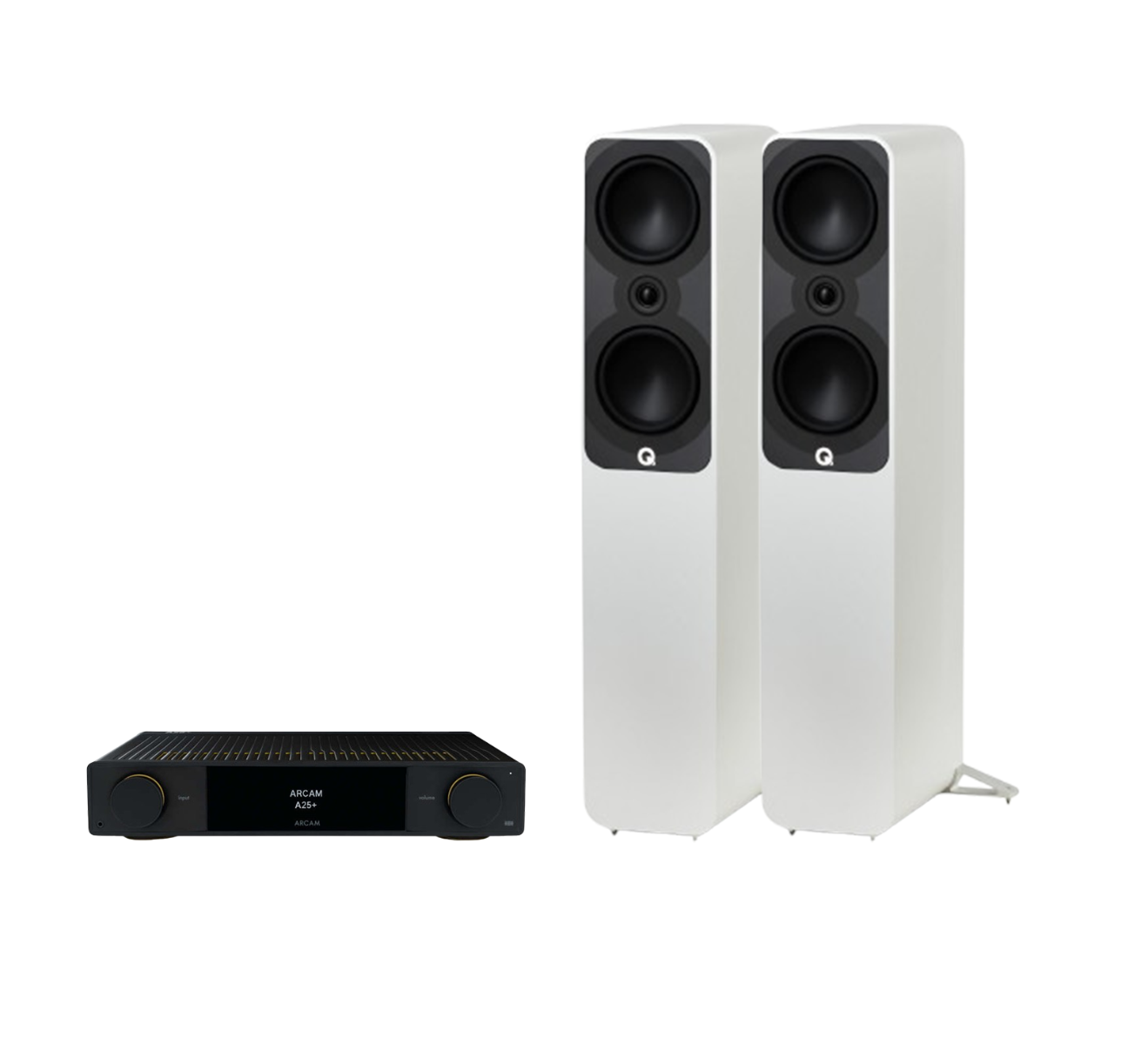 ARCAM A25+ Radia Plus Amplifier + Q Acoustics 5050 Floor Standing Speakers Package and 5 metres Classic 79 Strand