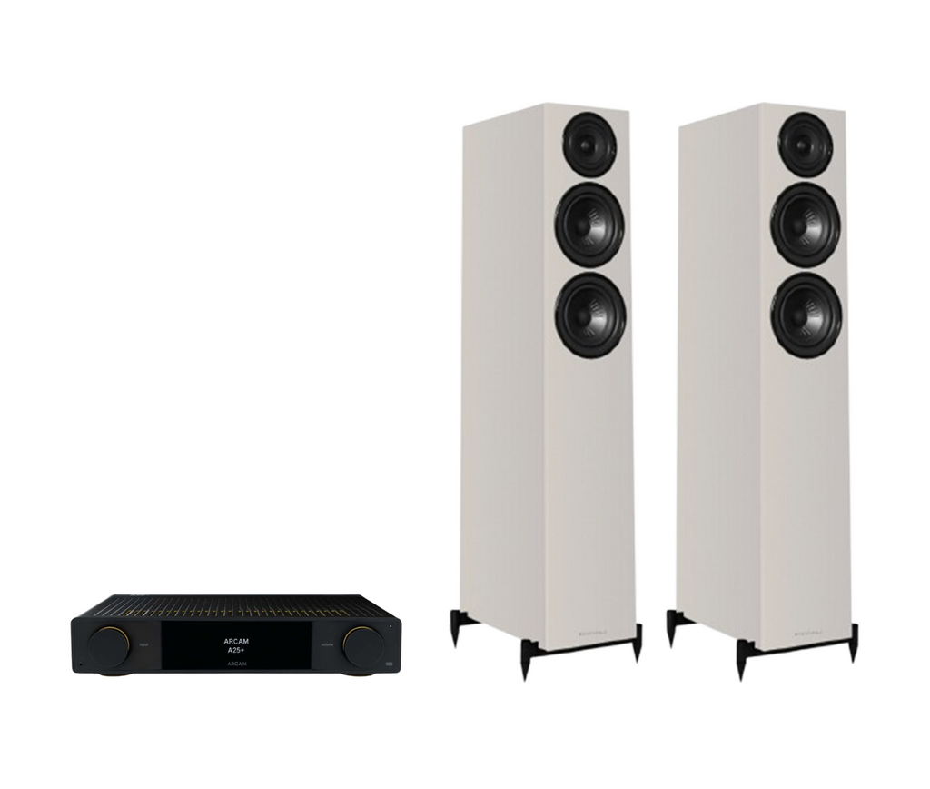 ARCAM A25+ Radia Plus Amplifier + Wharfedale Diamond 12.3i Floor Standing Speakers Package and 5 metres Classic 79 Strand
