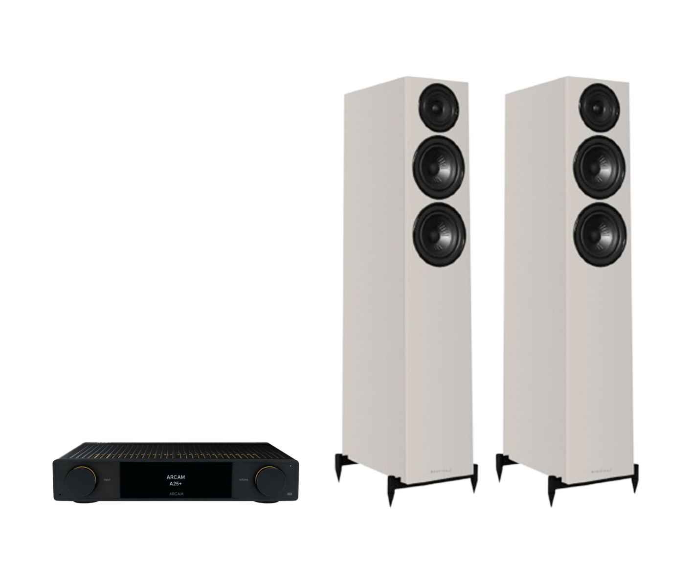 ARCAM A25+ Radia Plus Amplifier + Wharfedale Diamond 12.3i Floor Standing Speakers Package and 5 metres Classic 79 Strand