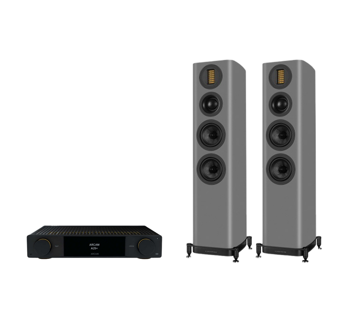 ARCAM A25+ Radia Plus Amplifier + Wharfedale Evo 5.3 Floor Standing Speakers Package and 5 metres Classic 79 Strand