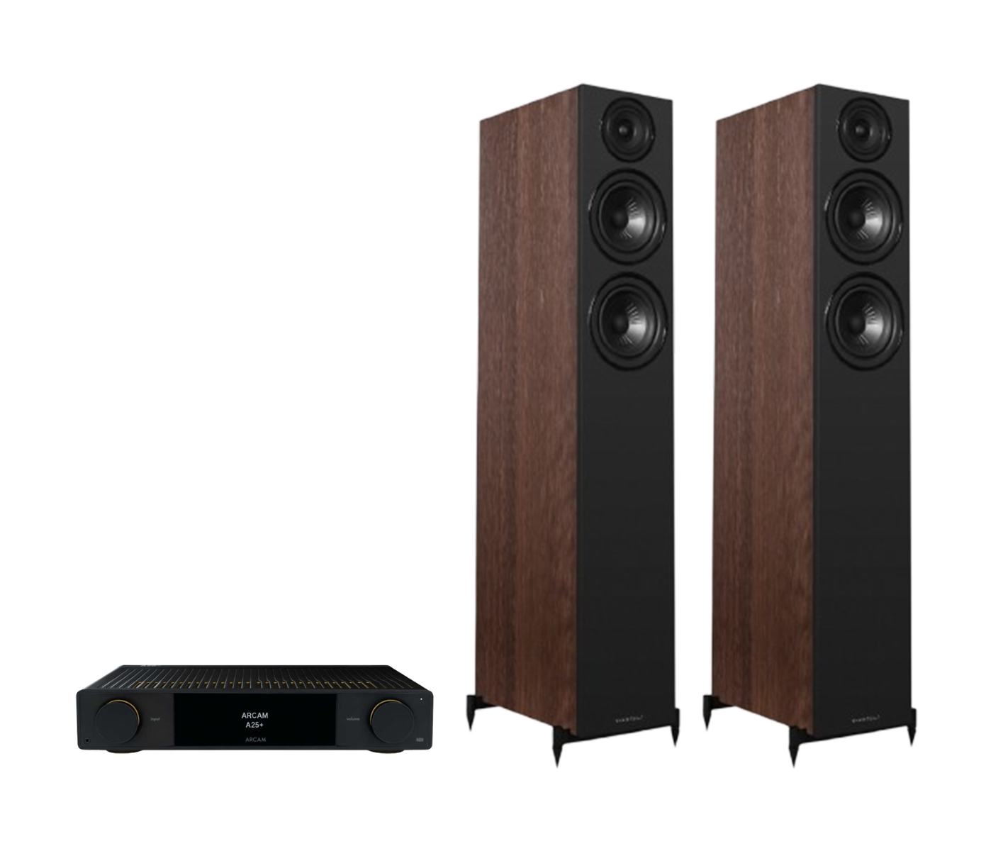 ARCAM A25+ Radia Plus Amplifier + Wharfedale Diamond 12.4i Floor Standing Speakers Package and 5 metres Classic 79 Strand